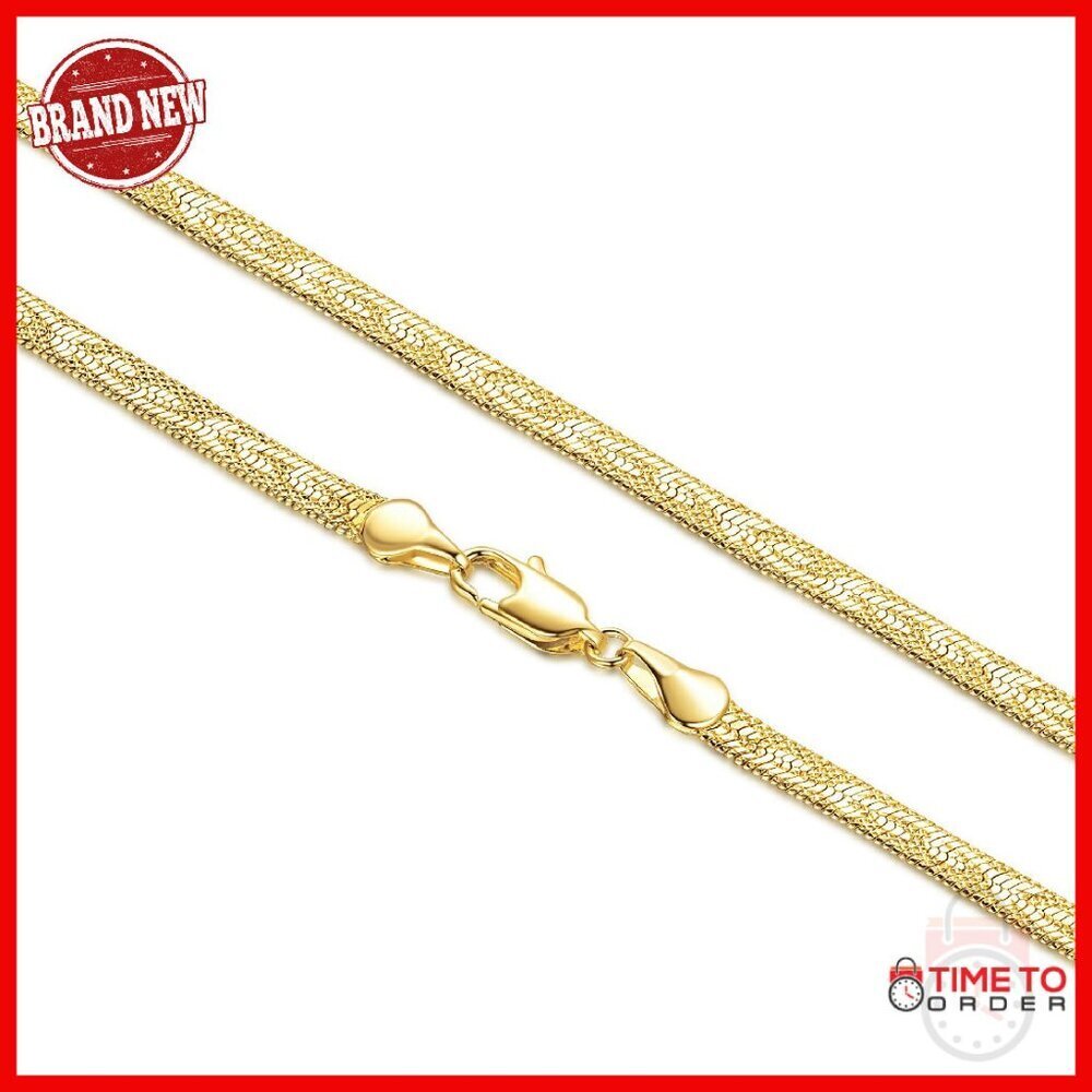 14K Gold Plated Snake Chain Necklace 16-24 Inches Lobster Clasp